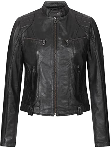 Rock Creek Damen Lederjacke Biker Jacke Echtleder Motorradjacke Leder Jacken Damenjacke Stehkragen Winterjacke Übergangsjacke D-481 Schwarz S