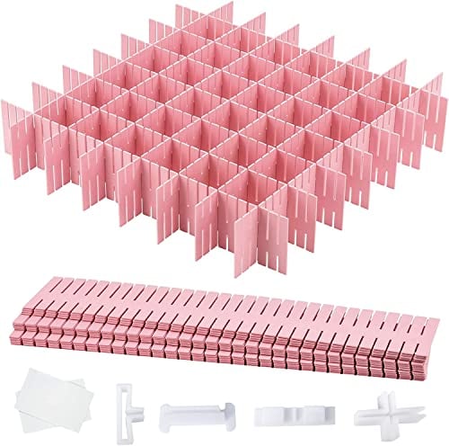 LWAIX DIY Organisateur de Tiroir Grille Diviseur de Tiroir 16PCS Séparateurs de Tiroirs Pour Fournitures de Bureau, Chambre à Coucher, Cuisine, Ustensiles de Maquillage (rose)
