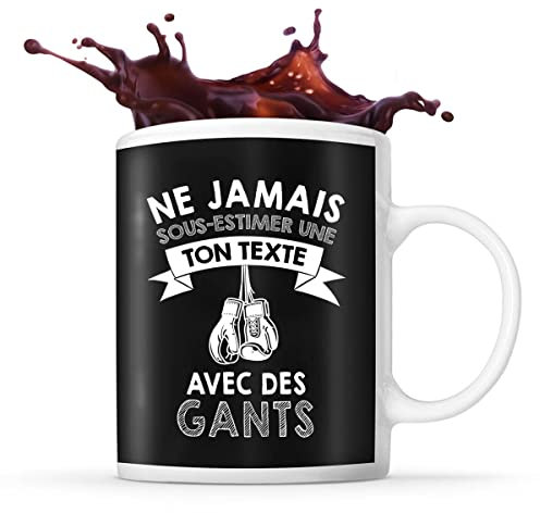 Planetee Mug gants boxe Prénom métier âge Personnalisable | Tasse drôle pour Femme Boxeuse | idée cadeau anniversaire Noël
