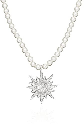 NKlaus Dirndl Bijoux folkloriques 42cm collier de perles soleil pendentif argent 925 zirconium blanc 11251