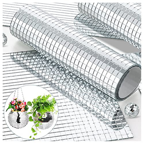 5400pcs Mirror Mosaic Tiles, 5 x 5mm Self-Adhesive Disco Tiles, Square Mirror Disco Tiles, 4D Disco Ball Stickers for DIY Crafts and Party Decorations