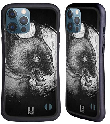 Head Case Designs Nero E Grigio Gatti Gotici Cover Ibrida Compatibile con Apple iPhone 13 PRO Max