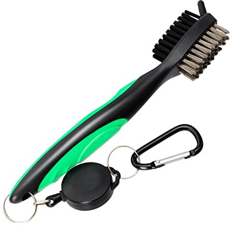 Golf Bürste Golfschläger Reinigungsbürste mit Aluminum Karabiner Golf Club Bürste und Groove Cleaner Golf Zubehör Golf Bürste, Grün