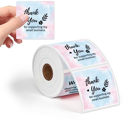 Phomemo 50 * 50mm Quadratische Etiketten Blauer Himmel Sakura-Muster 500 Blatt/Rolle, kompatibel mit MUNBYN, Phomemo, Polono Versandetikettendrucker, BPA-frei