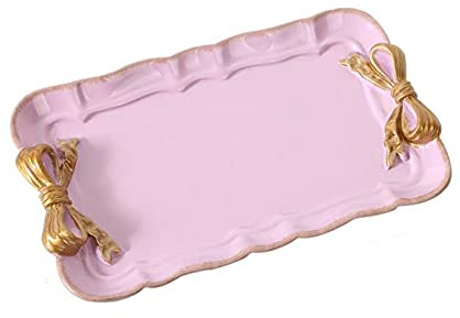Assiette à gâteau avec motif Bowknot Plat de service en résine rose Décoration de mariage Rectangle Assiette à dessert-purple