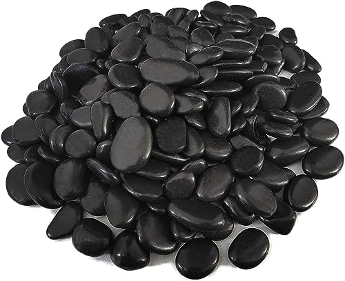 Invero Dekorative schwarze polierte kleine Kieselsteine – ideale Steine für Tischdekoration, Töpfe, Vasen, Gartendekoration, Hochzeiten, Aquarien und mehr – 1 kg Beutel
