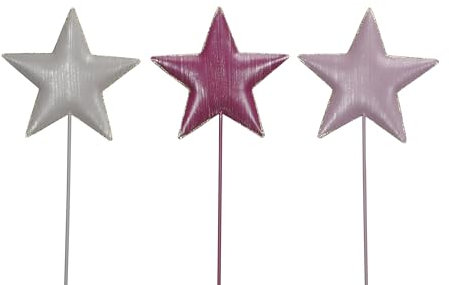 ETC weihnachtlicher stimmungsvoller Deko-Stecker Garten-Stecker Stern Metall 3 Farben Beere Flieder Taupe Preis für 3-er Set