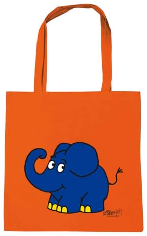 Logoshirt® Die Sendung mit der Maus I Elefant I Happy I Baumwolltasche I orange I Lizenziertes Originaldesign