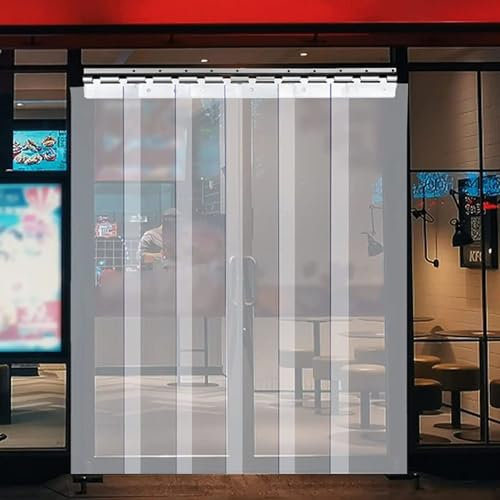 JIwqDY Rideau à Bandes 1,7mm Épaisseur, Rideau a Lamelles PVC Transparent Bandes de Porte Plastique pour Garage, Entrepôt, Grange (Color : Clear, Size : 90x200cm)