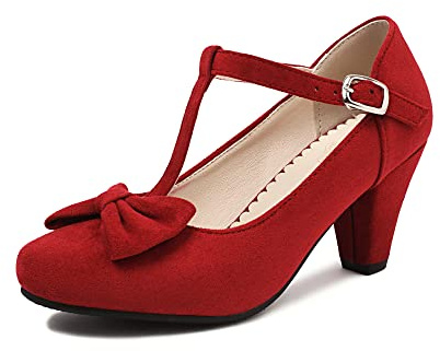 elerhythm Mary Jane Vintage T-Strap Tacchi con fiocco Gatsby anni '50 Pumps Closed Toe anni '20 Victorian Sweet Ankle Eleganti e comode scarpe da Dressy