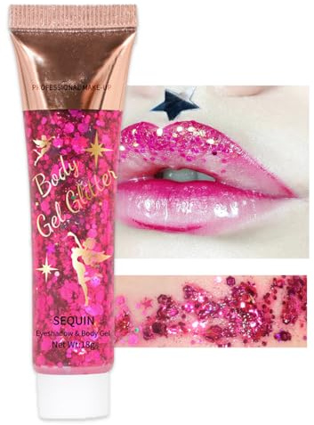 Body Glitter Gel, Face Sequins Chunky Mermaid Liquid Holographic for Body, Cheeks and Hair, Sparkling Festival Party Lotion Beauty Makeup, Nail Art DIY (03#)