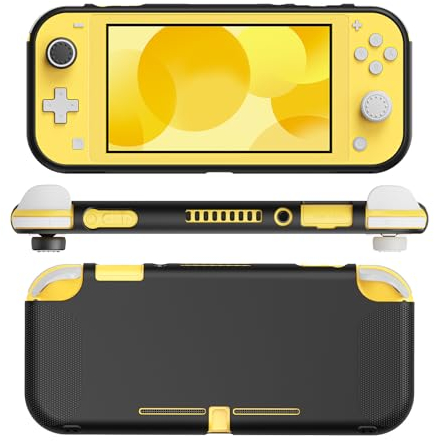 JINGDU Funda protectora compatible con Nintendo Switch Lite 2019, accesorios de TPU Soft Switch Lite con tapas de agarre para el pulgar, color negro