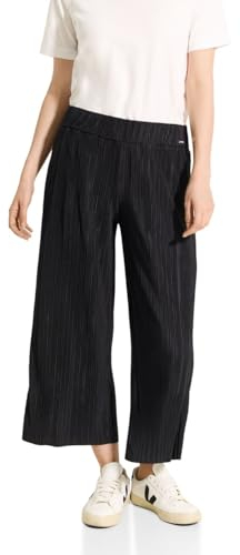 CECIL Damen B377892 3/4 Plissee Hose, Black, XXL / 24L