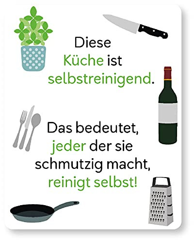 Wandsticker Diese Küche ist selbstreinigend Spruch 14 x 11 cm