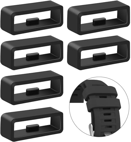 Amzpas 6 Stück Silikon Uhrenarmband Schlaufe, 22mm Verschlussring für Garmin Forerunner 255/965, Venu 3/2, Fenix 7/7 Pro/6, EPIX/Epix Pro 47mm, Armband Schlaufe