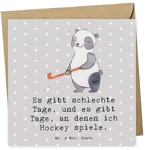 Mr. & Mrs. Panda Einladungskarte Panda Hockey spielen - Geschenk, Glückwunschkarte, faltkarte, Grußkarte, Verein, doppelkarte, Klappkarte, Hockeyschläger, Feldhockey