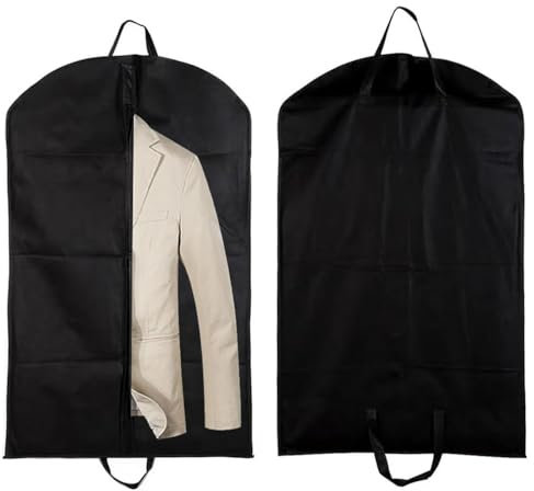 Atmungsaktive Anzugtasche, 2 Stück Kleidersack, 60 x 120 cm für Anzug Mantel Jacke Hemden(Schwarzer)