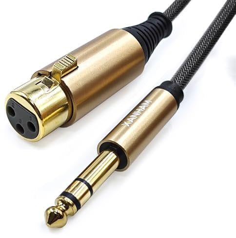 XANHAM XLR Female to 1/4 Inch(6.35mm) Male 16 Feet/5 Meter TRS Balanced Cable XLR to Quarter Inch Jack Patch Cord for Speaker and Microphone