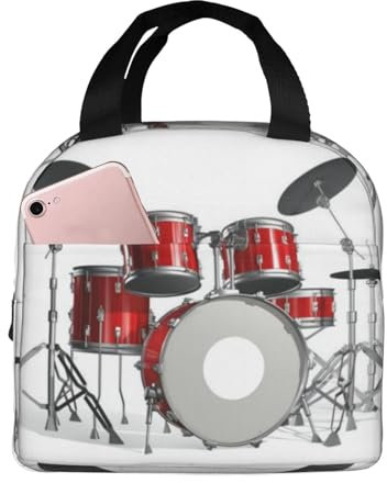 QGWDYYJQ Cooles Drum-Set bedruckte tragbare Lunchtasche, Lunch-Organizer, isolierte/gekühlte Lunchbox
