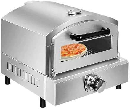 Kindevieft Four à Pizza ExtéRieur Four à Pizza ExtéRieur à Gaz avec Pierre à Pizza, Machine à Pizza De 12 Pouces, Four à Pizza Au Propane Portable pour La Maison Et La FêTe, Acier Inoxydable