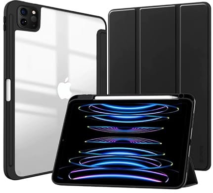 Crong PrimeFolio - Tasche für iPad Pro 11“ (2022-2021) / iPad Air 11“ M2 (2024) / iPad Air 10.9“ (5.-4. Generation) (schwarz/transparent)