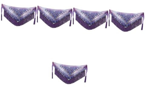 BESTYASH 5pezzi Scalda Tuo Look con La Gonna del Ventre Paillettes Sciarpa all Anca con Charms Pendenti per Danza del Ventre e Feste Tema