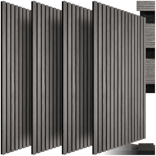 tectake® Lot de 4 panneaux acoustiques muraux et pour plafond, en Bois MDF, 120 x 60 x 2,1 cm par panneau mural decoratif pour isolation phonique Chambre, Bureau, Studio de musique Decoration murale