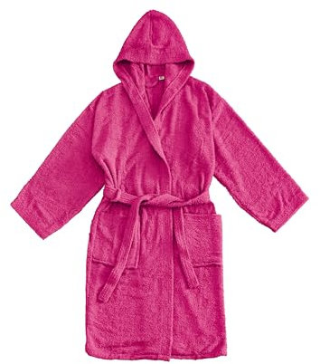 LARA MORADA - Accappatoio Per Uomo - Donna Taglie Forti Calibrato in Puro Cotone al 100%, Tinta Unita, Accappatoio In Morbida Spugna Di Cotone, Con Cappuccio, Unisex, 450gr/m2, Fuxia 3XL