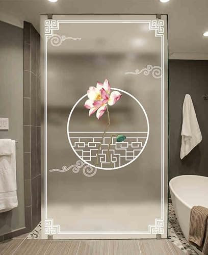 Fensterfolie Blickdicht Retro Pink Lotus Milchglasfolie Sichtschutzfolie Fenster Wiederverwendbar Folie Fenster Sichtschutz Badezimmer Blickdichte Fensterfolie 40x60 cm