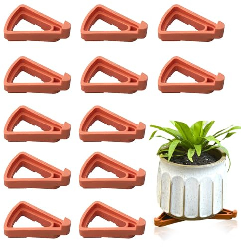Guoxintech 12 Pcs Invisible Flower and Garden Pot Lifters, Triangle Feet Plant Stand for Outdoor and Indoor Pots