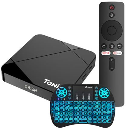 Android TV Box 14.0, scatola con tastiera wireless, scatola Android con amlogic S905W5 Quad Core 64 bit CPU, AV1 4K 3D USB 3.0 BT 4.2 TV Box,4GB+32GB