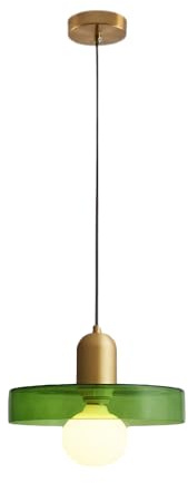 EKSED Vintage Glas Pendelleuchte mit E27 Fassung, Höhenverstellbare Hängelampe, Ideal für Wohnzimmer, Schlafzimmer, Küche (Grün)