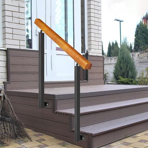 MSHGSKU Treppengeländer-Set für 1–5 Stufen, Handläufe für die Veranda für Treppen im Freien, Übergangshandlauf aus Metall, Schmiedeeisen, Treppengeländer außen (Farbe: Höhe 85 cm, Größe: L