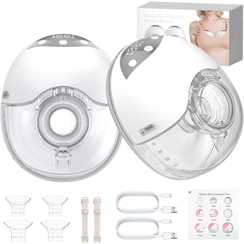 YGiTK Doppelmilchpumpe Elektrische Freihändig Leise Abpumpen | 4 Modi & 12 Saugstufen, 210ml Breast Pump mit USB-Aufladung 19mm/21mm/24mm Flansch für Büro Reisen (Weiß)