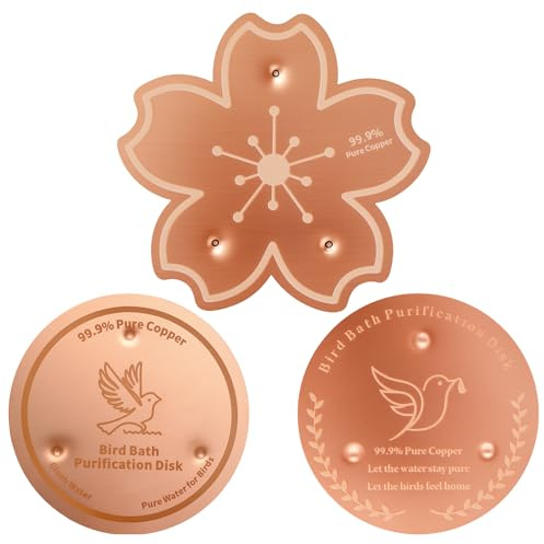 MENIBBLER 3 Pcs Bird Bath Clean Copper Disk 99.99% Pure Copper Purification Disk with Self-Cleaning Keeps Water Fresh Year-Round, Fit for Outdoor Birdbaths and Bowls Bird Bath Fountains etc
