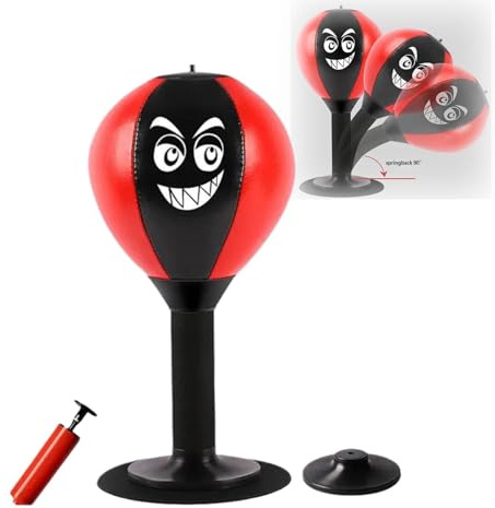 Boxsack für den Schreibtisch, einfache Montage, robust, lustiges Geschenk, Stressabbau-Spielzeug Kinder und Erwachsene, Boxübungen, Stimmungsaufhellender Boxball die Wand (red)