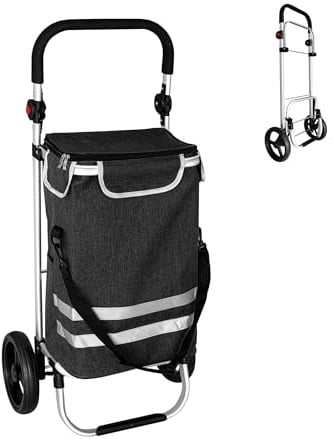 Relaxdays Einkaufstrolley, 2 große Räder, Kühlfach, abnehmbare Tasche, 45 l, bis 35 kg, Einkaufswagen klappbar, Farbwahl