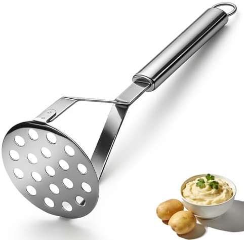 Homquen Schiacciapatate in Acciaio Inoxydabile, Schiacciapatate Robusto, Pestelli per Patate, Utensile da Cucina per Schiacciacere Verdure e Frutta, Lavabile in Lavastoviglie (25cm)