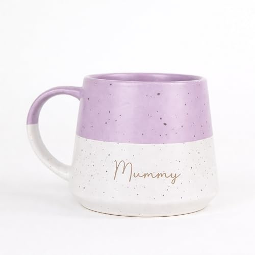 Personalised Two-Tone Ceramic Coffee Mug, 370ml Stoneware, Laser Engraved Names, Speckled Dipped Design, Microwave and Dishwasher Safe, Perfect for Family Gifts (Lavender)