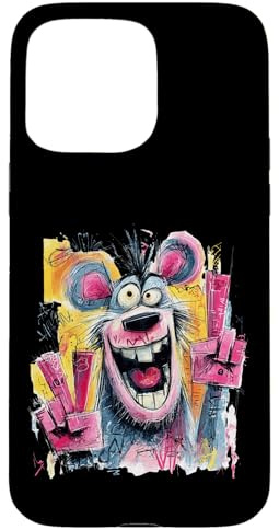 Custodia per iPhone 15 Pro Max Ratto Doppia Pace Graffiti Pop Personaggio Grafica Arte Grinning