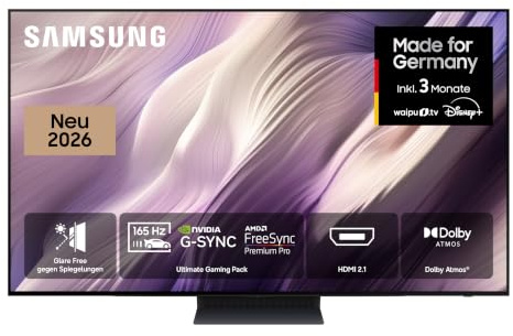 Samsung OLED S95H 4K 48 Zoll (121 cm), UHD Fernseher, Antireflexion mit Glare Free, OLED HDR pro, Ultimate Gaming Pack (NVIDIA G-SYNC & AMD FreeSync Pro) mit 165Hz, HDMI 2.1, Dolby Atmos, Smart AI TV