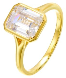 Echt Goldschmuck Partnerringe 9K/14K/18K Gold mit Rechteck Moissanit Solitär Gr.47-65