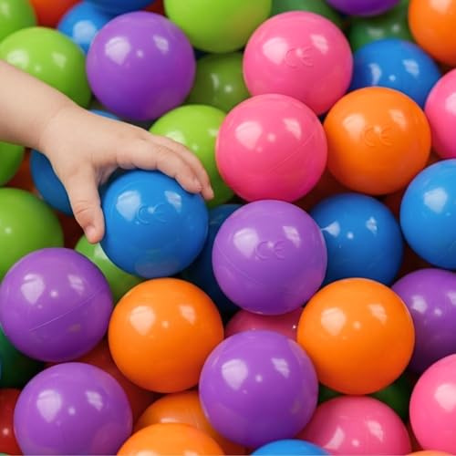 LittleTom 350 Bälle für Bällebad - Plastik Bälle Kinder Spielbälle - Babyball zum Greifen - Plastikbälle für Bällchenbad Hüpfburg Bällepool - Baby Ball Spielzeug Set für Trampolin Spielzelt Laufstall
