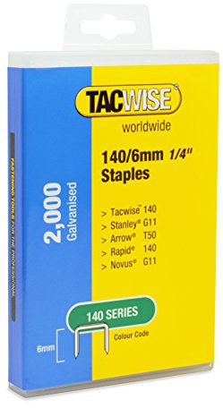 Tacwise 1416 Type 140 / 6 mm Heavy Duty Galvanised Staples, Pack of 2,000, Silver