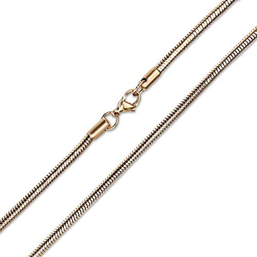 König Design Schlangenkette 3,2mm Herren Damen Edelstahlkette Halskette Rose Gold 55 cm lang