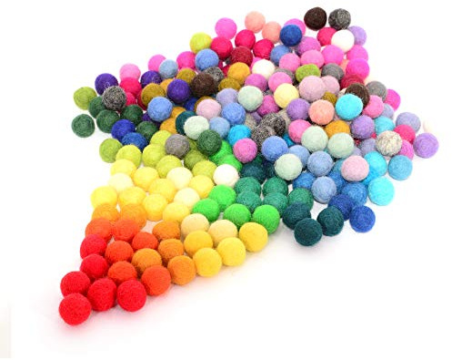Glaciart One Wolle Filzkugeln, Filz Pom Pom Bälle (240 Stück) 1,5 cm - 0,6 Zoll, handgefertigt, 40 Farben (Rot, Blau, Gelb, Grau, Pastell und mehr) Großhandel, kleine Bällchen für Filzen und Girlanden