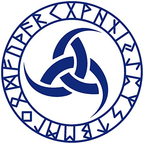 Samunshi® Wandtattoo Odins drei Hörner mit Runen C Wotansknoten Wandaufkleber Wandsticker Aufkleber 60 x 60cm königsblau