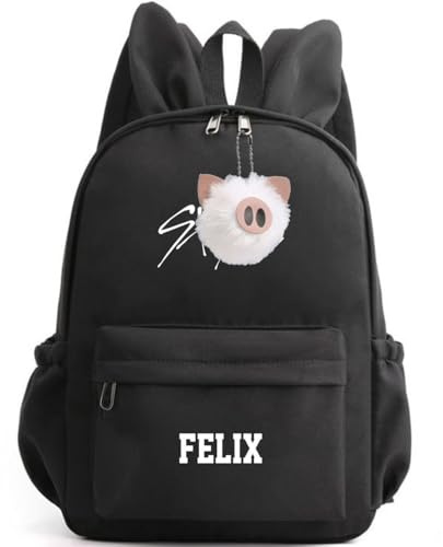Casual StrayKidz Rucksack Süße Hasenohren Schultaschen für Jungen Mädchen StrayKids Camping Wanderrucksack Daypacks