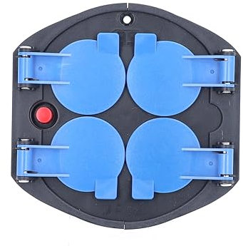 as - Schwabe Inserto 4 prese per avvolgicavo 230 V/16 A, con coperchio a scatto blu, protetto da interruttore di protezione termica, IP20, nero, 11542
