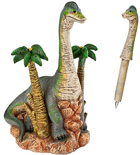 alles-meine.de GmbH Stifthalter incl. Kugelschreiber - Kuli - Stift - Dino/Dinosaurier - aus Kunstharz/Polystone - 17 cm - für Kinder & Erwachsene - Schule - Büro - lustig wi..